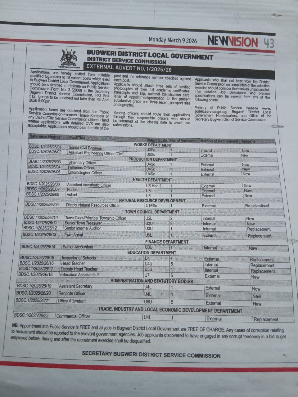 Bugweri DLG  external Advert